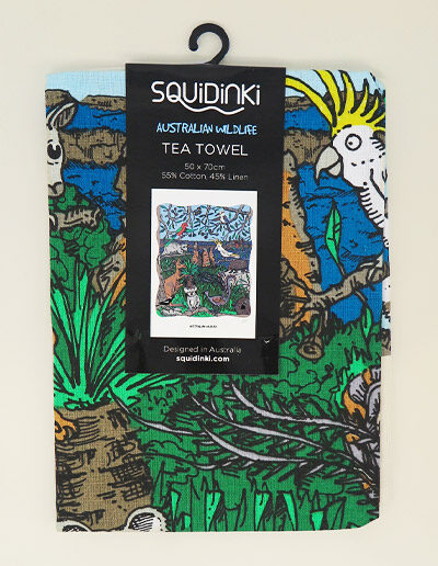 Squidinki Wildlife tea towel in its packet