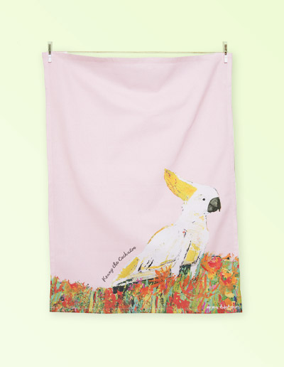 Cockatoo tea towel