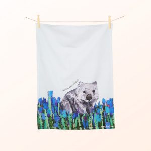 Wombat tea towel