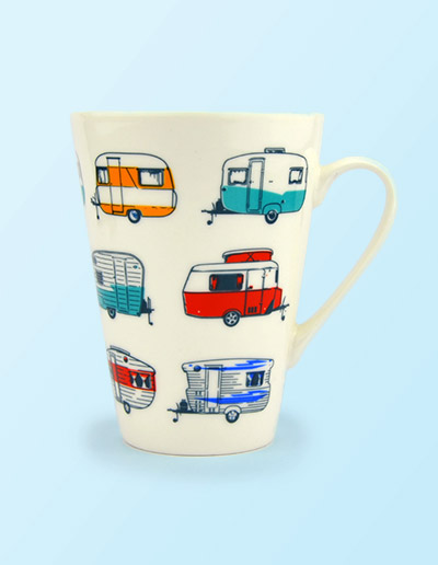 Colourful Caravans china mug