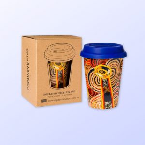 Nora Davidson design travel coffee mug and gift box