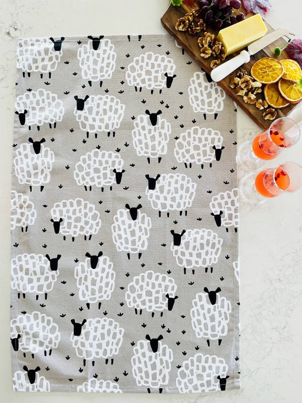 Sheep design tea towel