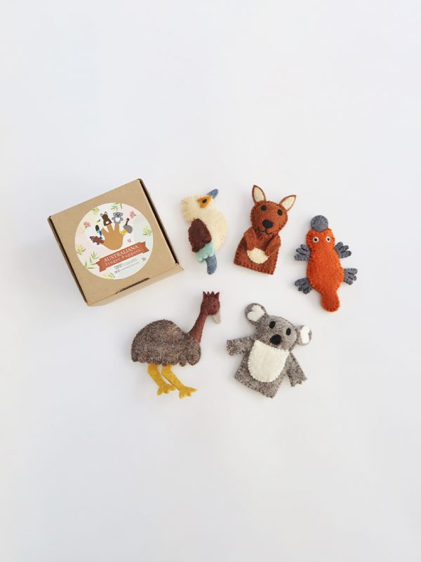 Australian Animal felt finger puppets set of 5