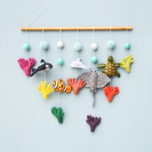 Nursery cot mobile made with felt -Coral Reef