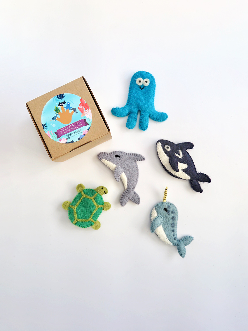Ocean and Sea Creatures Finger Puppets Set of 5 