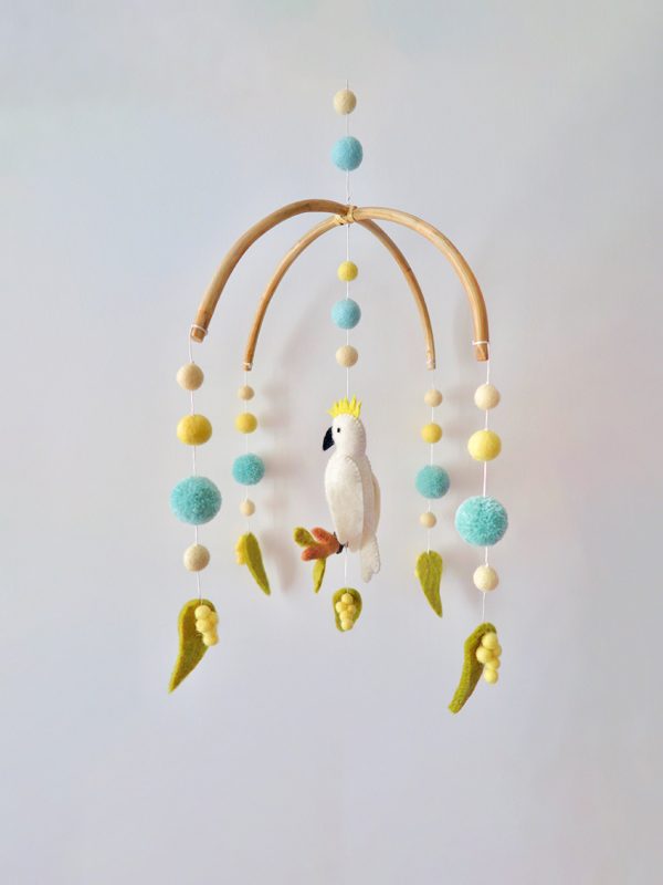 Cockatoo and wattle nursery felt mobile
