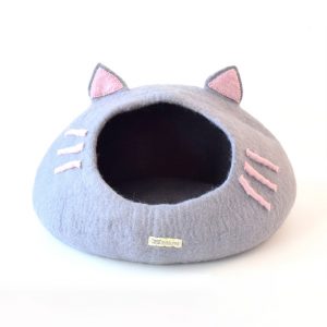 Felt Cat head cat cave in light grey