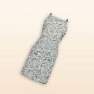 Waratah design apron, light grey and blue