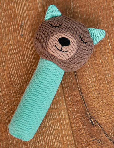 Wombat knitted rattle