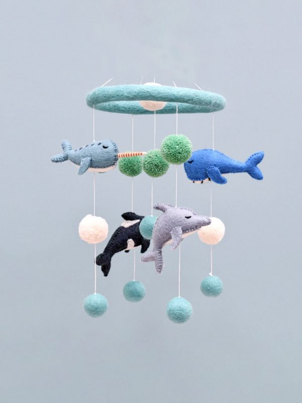 Marine nursery mobile in felt