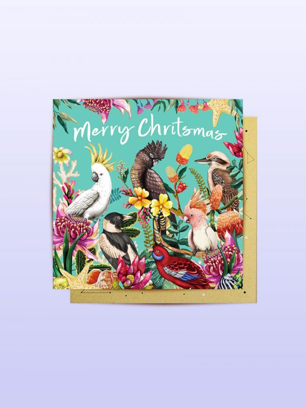 Australian birds Mini Christmas Card