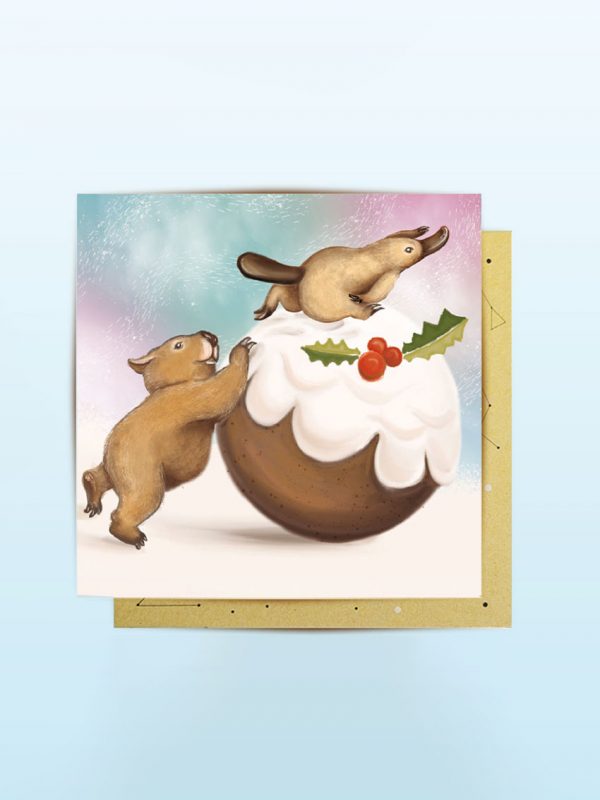 Mini Christmas cards with wombat and platypus