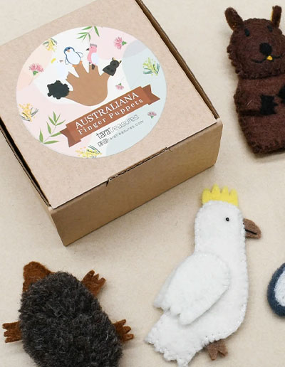 Australian Animals finger puppets Set B gift box