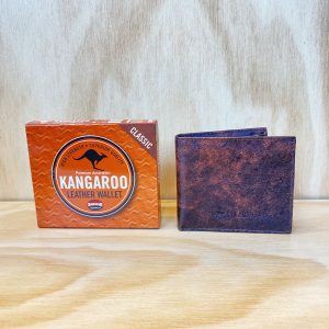 Vintage look Kangaroo leather wallet and box