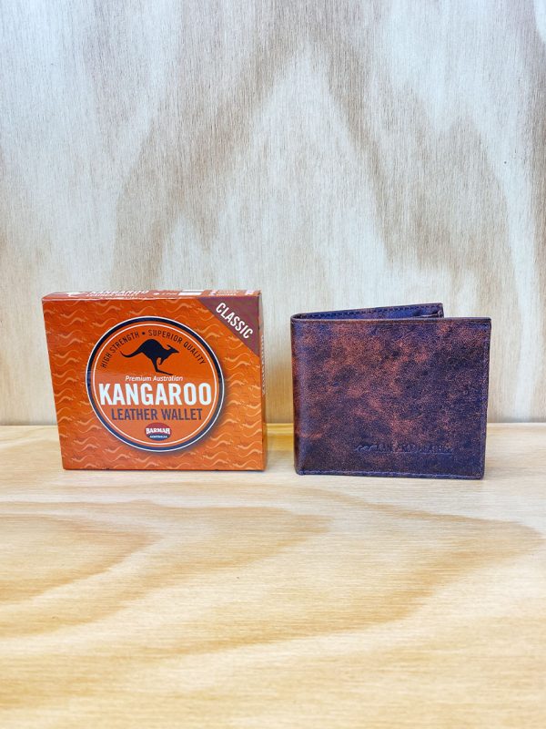 Vintage look Kangaroo leather wallet and box