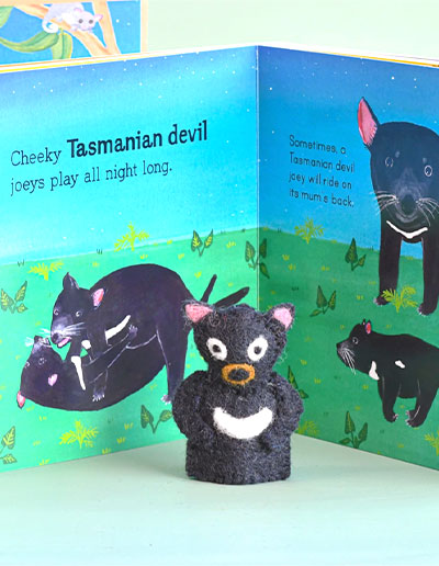Australian Baby animals book and finger puppets