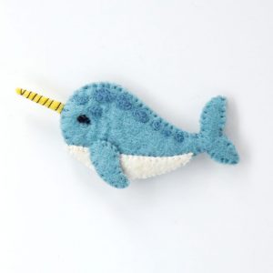 Narwhal felt finger puppet