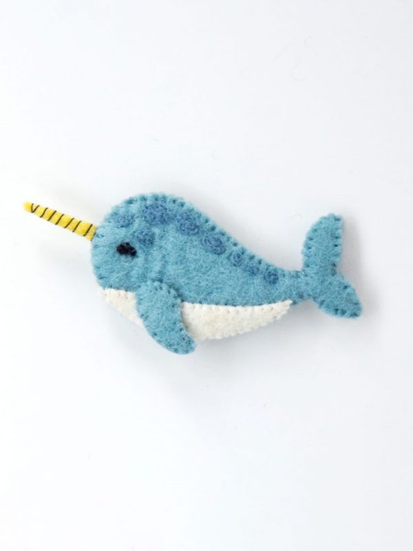 Narwhal felt finger puppet