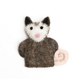 Possum felt finger puppet