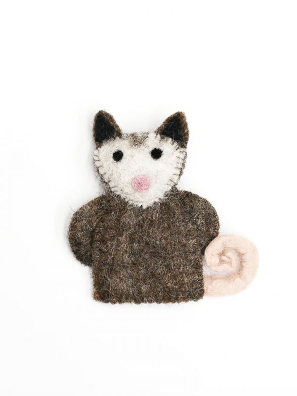 Possum felt finger puppet