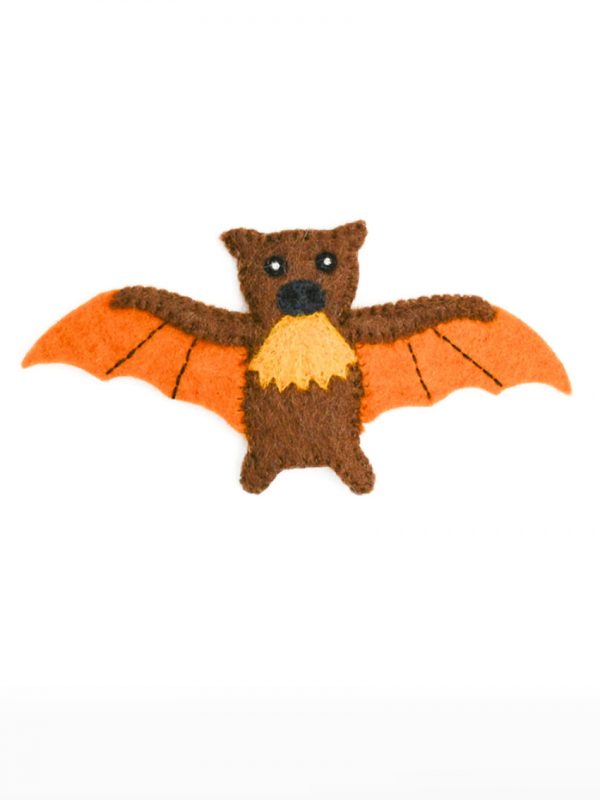 Flying fox felt finger puppet