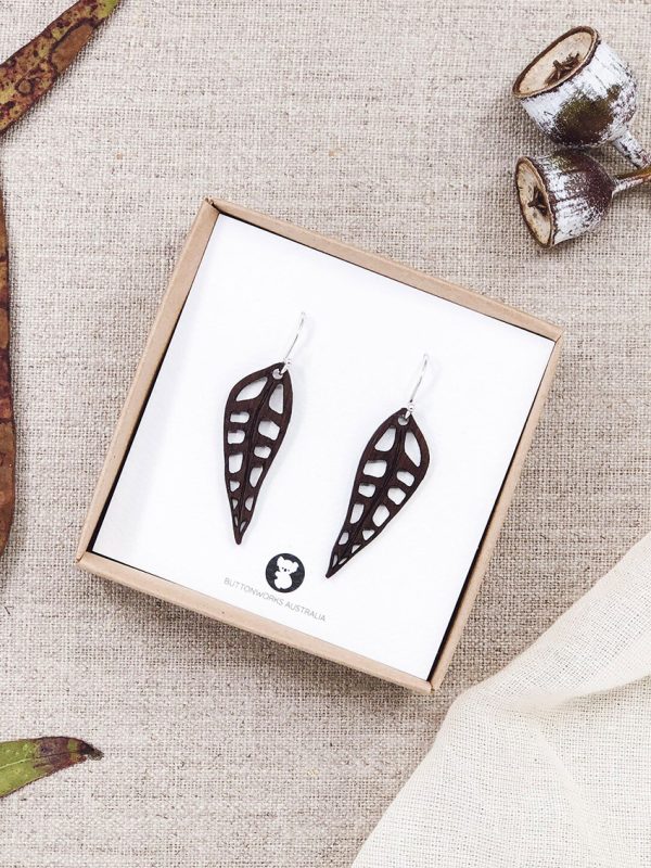 Buttonworks Australian Gum Leaf Earrings