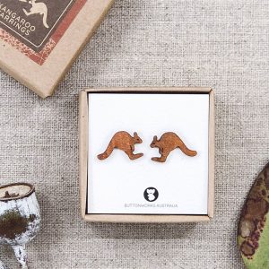 Buttonworks wooden Kangaroo Earrings