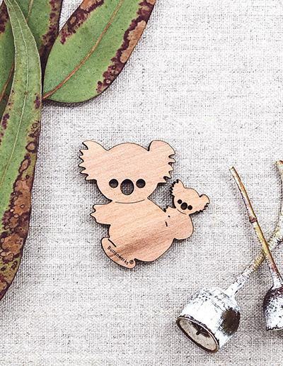 Buttonworks wooden Koala and baby Magnet