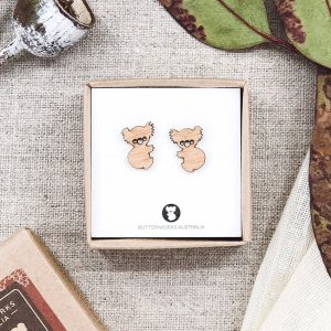 Buttonworks wooden Koala Earrings