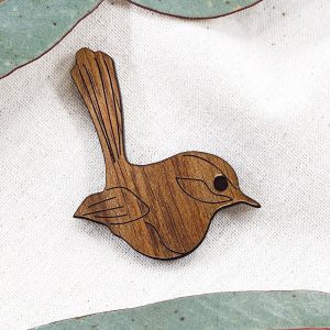Buttonworks wooden Fairy Wren Brooch