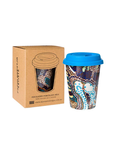 Elaine Lane travel mug with gift box