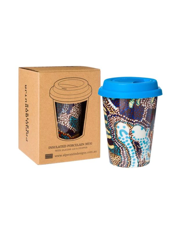 Elaine Lane travel mug with gift box