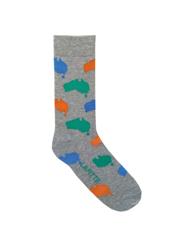 Australian map socks grey