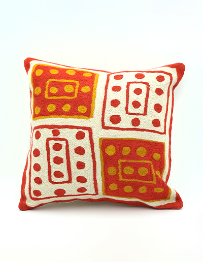 Hand embroidered aboriginal art cushion small size