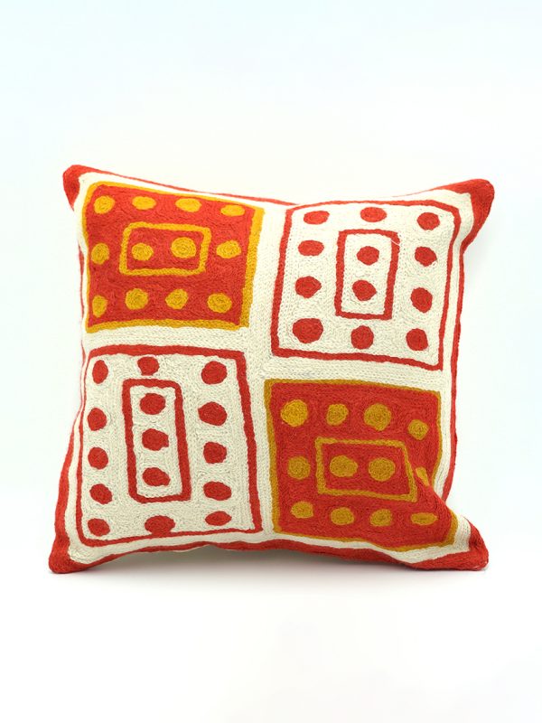 Hand embroidered aboriginal art cushion small size