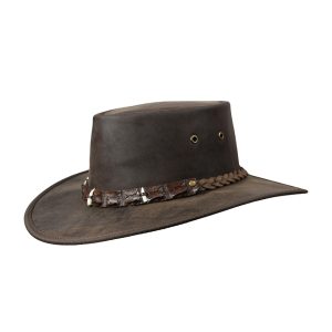 Crocodile 3 teeth band hat in dark brown