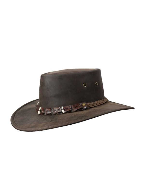 Crocodile 3 teeth band hat in dark brown