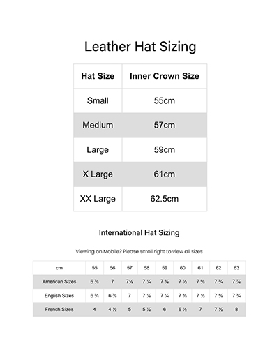 Hat sizing guide