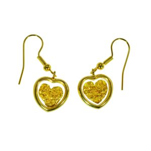 Gold filled earrings heart on hook