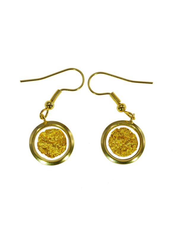 Gold Leaf Hook Earrings – Round