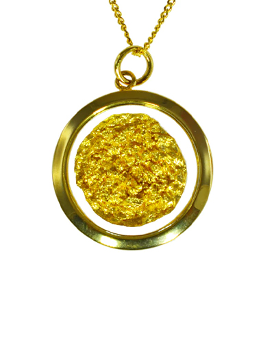 Gold Leaf Pendant Necklace Large Round Souvenirs Direct