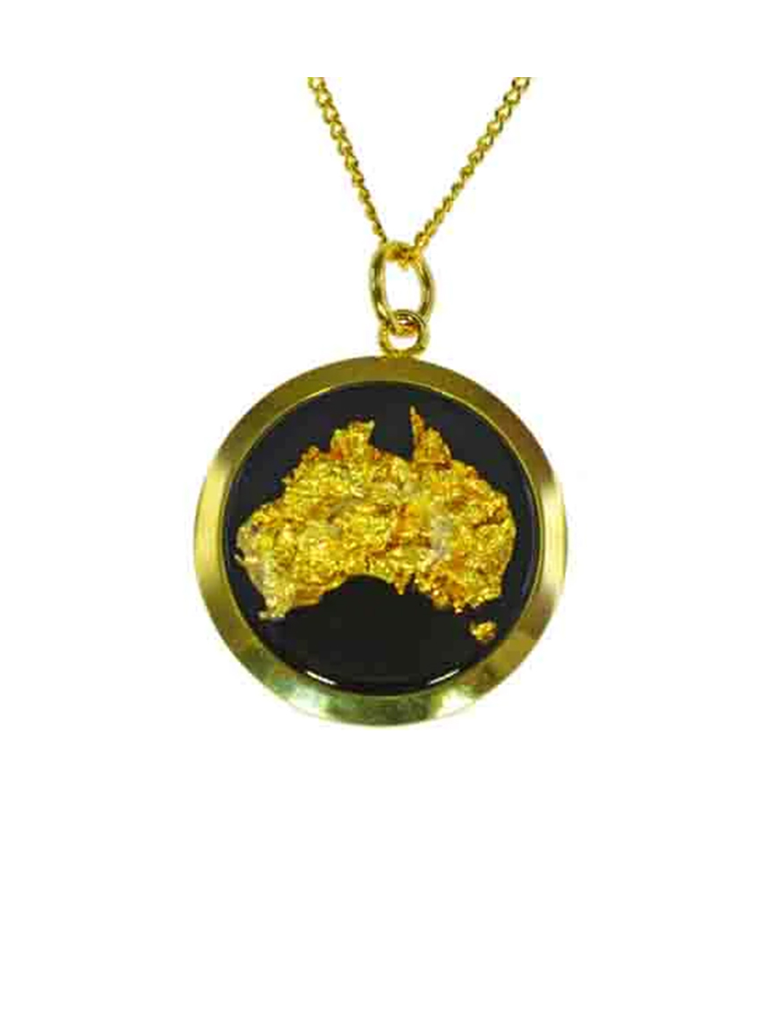 Gold Leaf Pendant Necklace Australian Map Souvenirs Direct