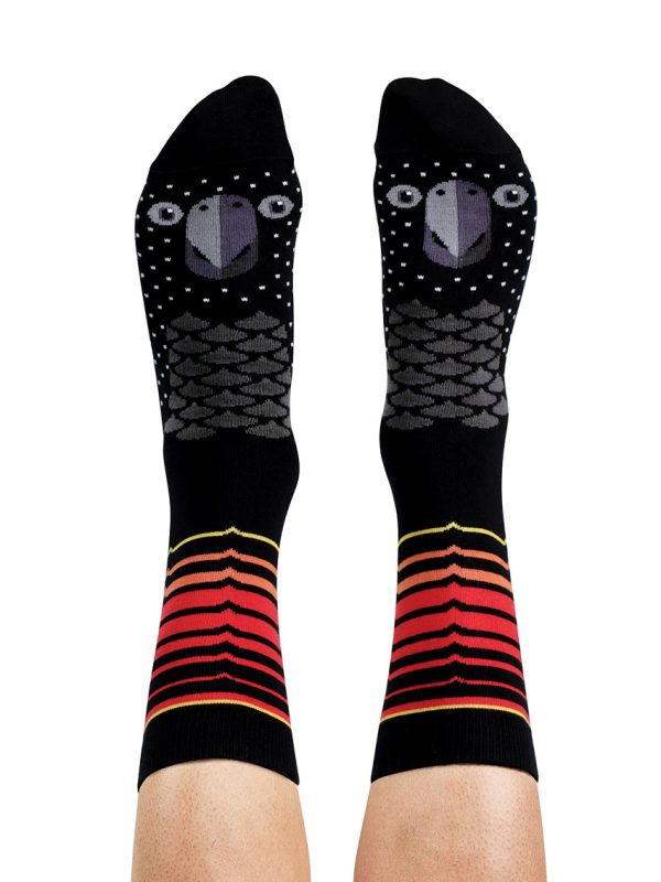 Black cockatoo patterned socks