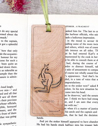 Kangaroo wooden bookmark
