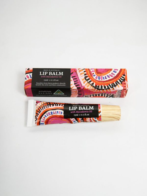 Macadamia lip balm in indigenous art box