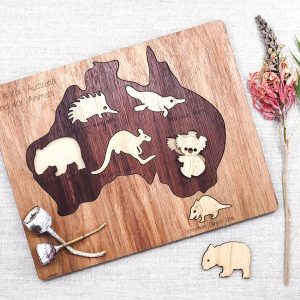 Wooden animal map puzzle