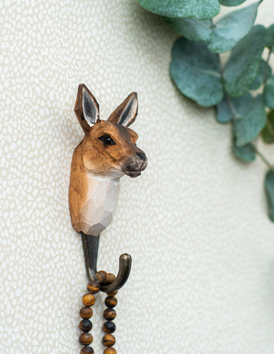 Kangaroo Wildlife Garden Deco hook on a wall