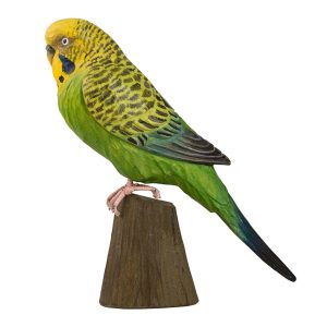 Wildlife Garden Hand Carved Decobird Green Budgerigar