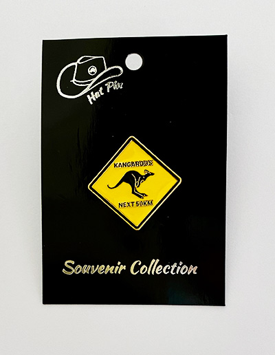 Kangaroo Road Sign Pin on card