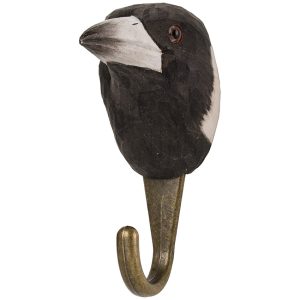 Magpie wooden decorative hook